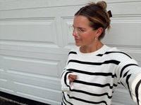 Lightweight Wide-Sleeve Striped Sweater