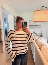 Lightweight Wide-Sleeve Striped Sweater