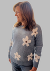 Fuzzy Flower Knit Sweater