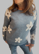 Fuzzy Flower Knit Sweater