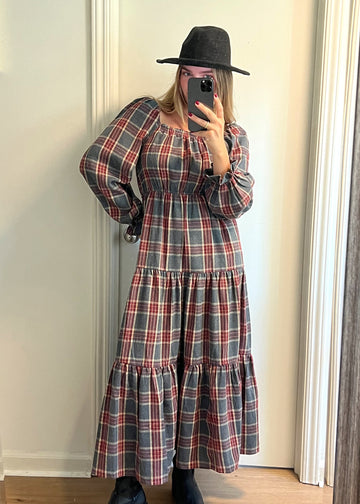 Long Sleeved Plaid Dress