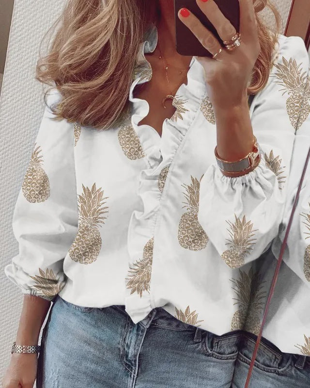 Ruffle Print Long Sleeve