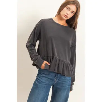 Peplum Long Sleeve Top
