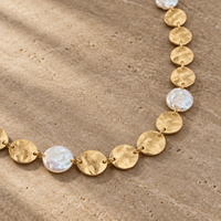 Disk and Pearl Necklace