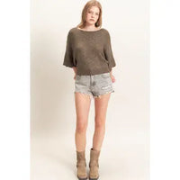 Ribbed Boat Neck Sweater