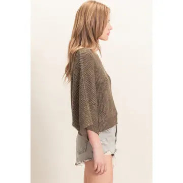 Ribbed Boat Neck Sweater