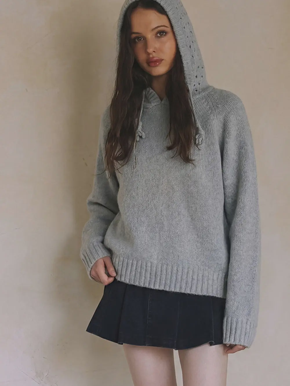 Mixied Knit Hoodie Sweater
