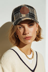 Wool Blend Checkered Baseball Cap