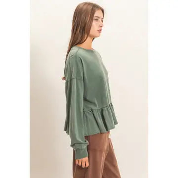 Peplum Long Sleeve Top