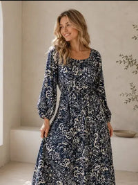 Cute Rayon Print L/S Dress