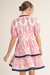 Baroque Print Tiered Dress
