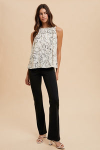 Abstract Printed Halter Neck Blouse - Chandeliers Boutique ny