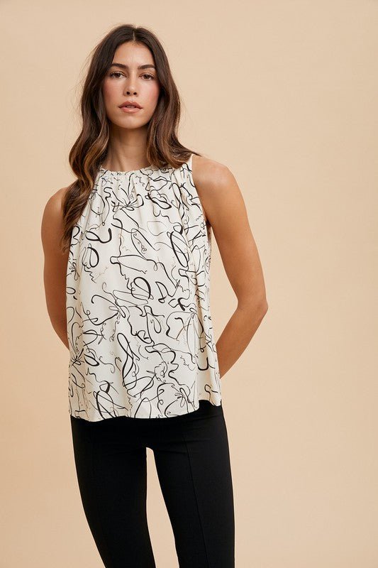 Abstract Printed Halter Neck Blouse - Chandeliers Boutique ny