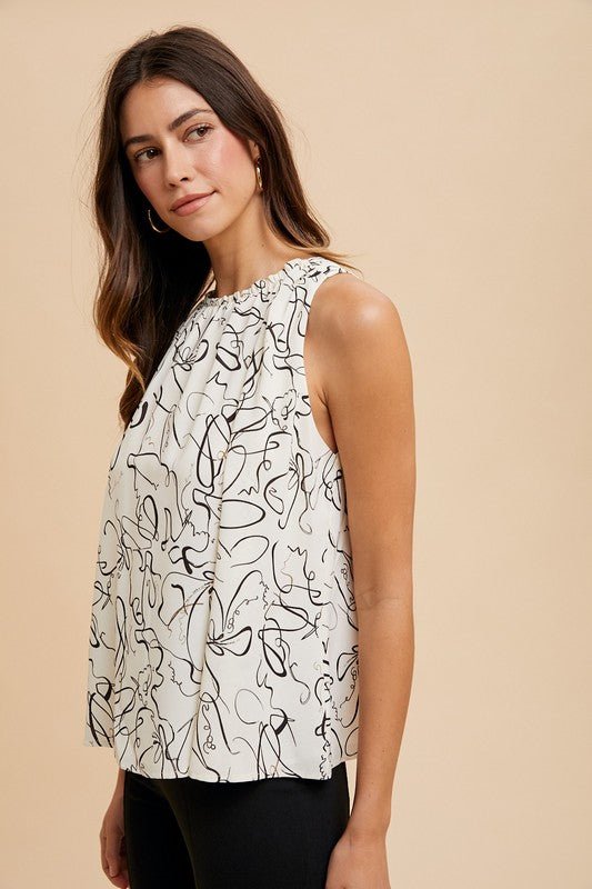 Abstract Printed Halter Neck Blouse - Chandeliers Boutique ny