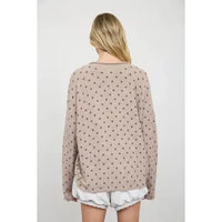 Polka Dot Raw Edge Knit Cardigan