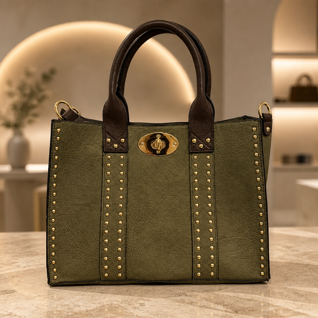 Square gold stud bag