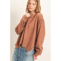 Ribbed V-Neck Knit Top