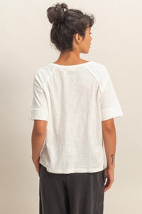 Acid Wash Raw Seam Raglan Short Sleeve Tee - Chandeliers Boutique ny