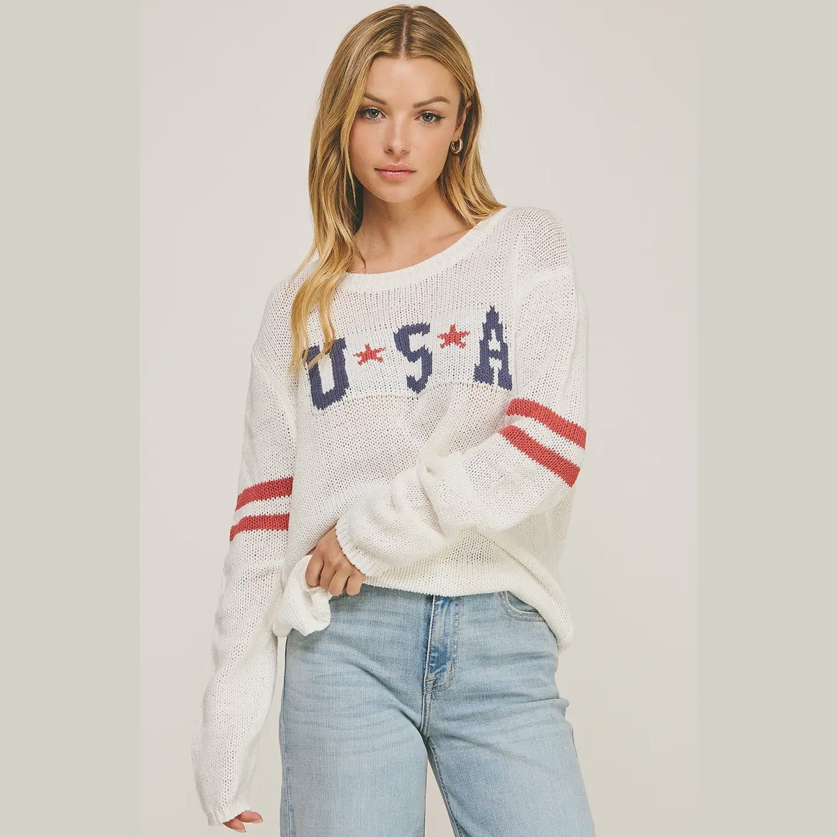American Pride Graphic Sweater - Chandeliers Boutique ny