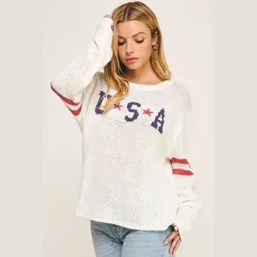 American Pride Graphic Sweater - Chandeliers Boutique ny