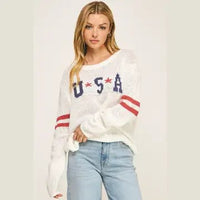 American Pride Graphic Sweater - Chandeliers Boutique ny