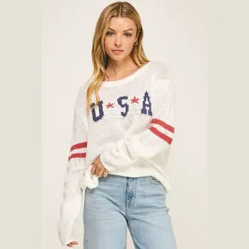 American Pride Graphic Sweater - Chandeliers Boutique ny