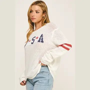 American Pride Graphic Sweater - Chandeliers Boutique ny