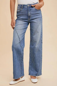 Annie Wear Decorative Seams Wide Leg Jeans - Chandeliers Boutique ny