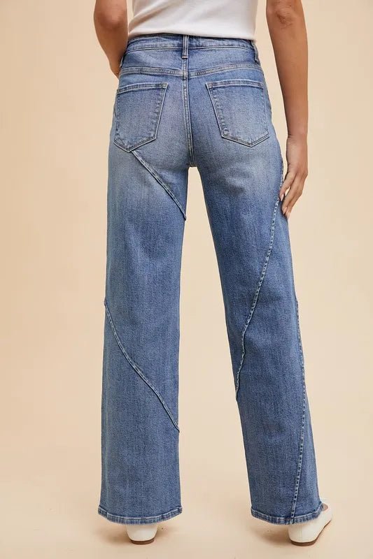 Annie Wear Decorative Seams Wide Leg Jeans - Chandeliers Boutique ny
