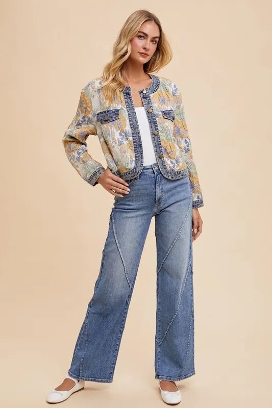 Annie Wear Decorative Seams Wide Leg Jeans - Chandeliers Boutique ny