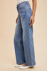 Annie Wear Decorative Seams Wide Leg Jeans - Chandeliers Boutique ny