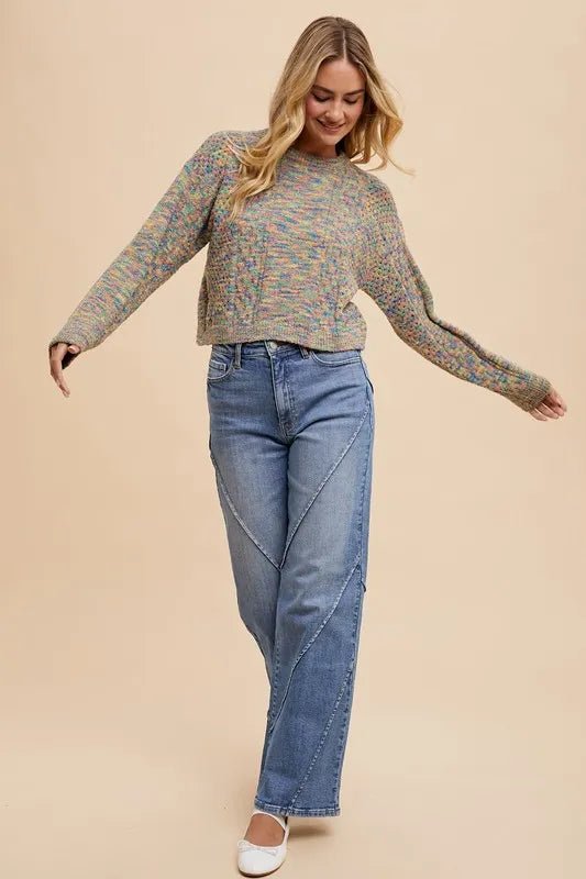 Annie Wear Decorative Seams Wide Leg Jeans - Chandeliers Boutique ny