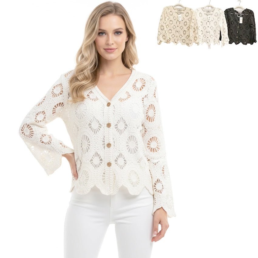 AZZ Crocheted Cardigan - Chandeliers Boutique ny