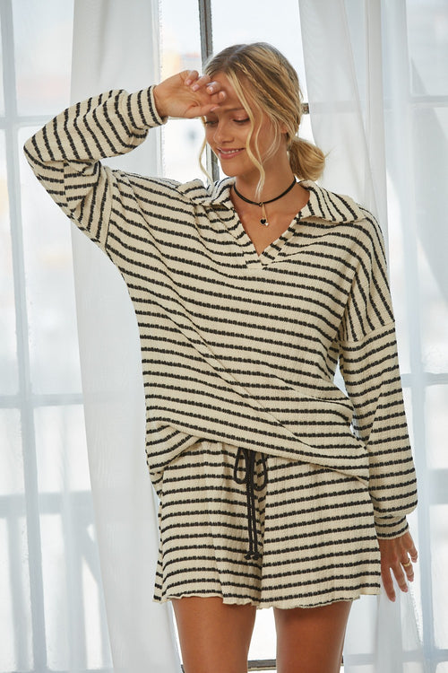 Collared Stripe Pullover Top