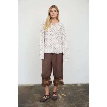 Polka Dot Raw Edge Knit Cardigan