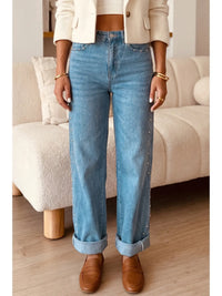 Seam Rivet Detail Ankle Length Jeans
