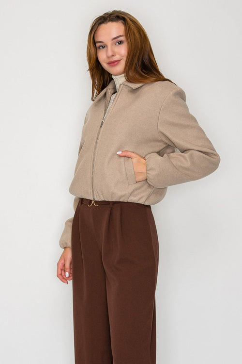 Balloon Hem Zippered Jacket - Chandeliers Boutique ny