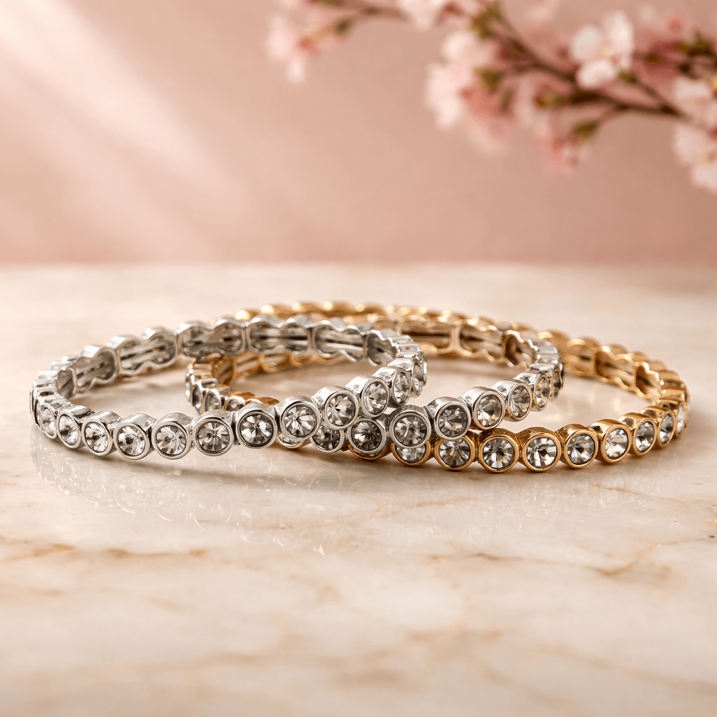 Bezel Set Stretch Bracelet - Chandeliers Boutique ny