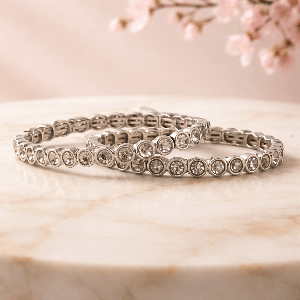 Bezel Set Stretch Bracelet - Chandeliers Boutique ny