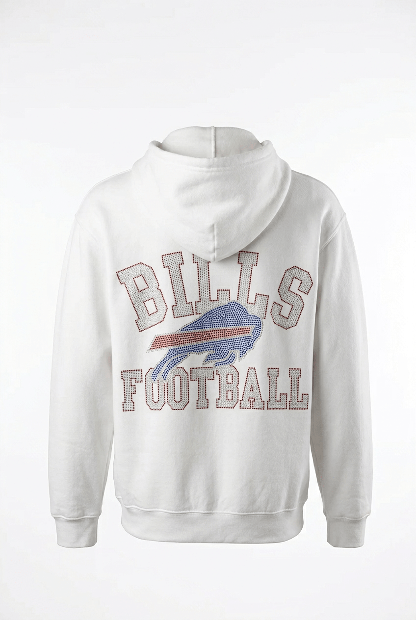 Bills Rhinestone Zip Hoodie - Chandeliers Boutique ny