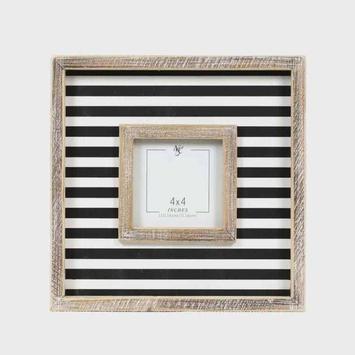 Black and White Stripe Frame - Chandeliers Boutique ny