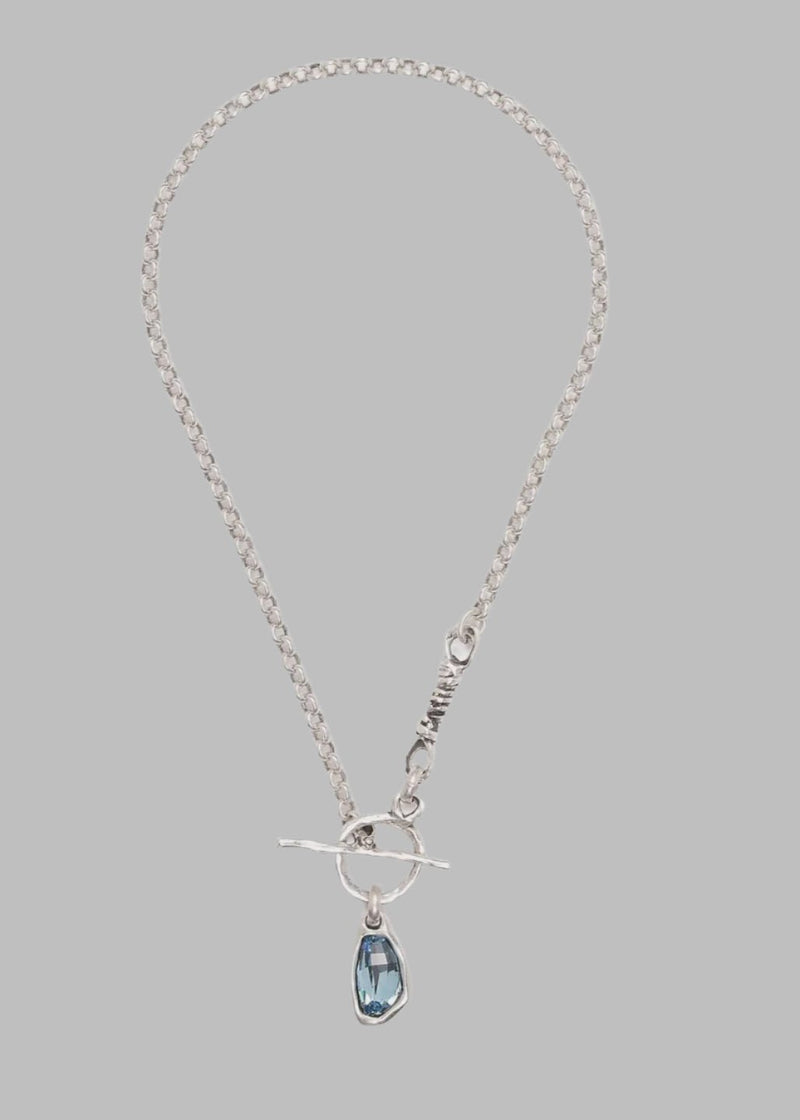 Blue Crystal Pewter Necklace - Chandeliers Boutique ny