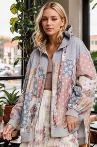 Bohemian Patchwork Hooded Zip - up - Chandeliers Boutique ny