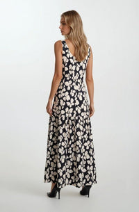 Bold Floral Maxi Drop Waist Dress - Chandeliers Boutique ny