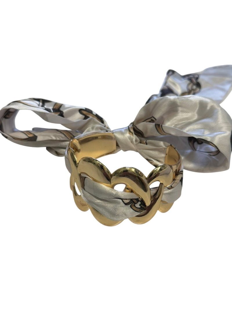Brown/White Scarf Bracelet - Chandeliers Boutique ny