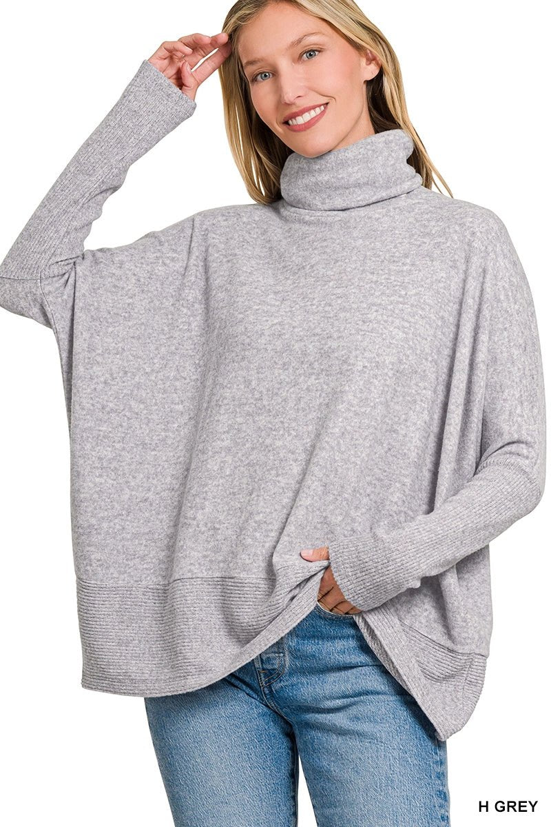 Brushed Melange Hacci Turtleneck Sweater - Chandeliers Boutique ny
