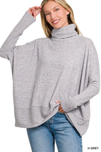 Brushed Melange Hacci Turtleneck Sweater - Chandeliers Boutique ny