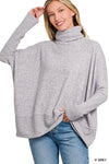Brushed Melange Hacci Turtleneck Sweater - Chandeliers Boutique ny