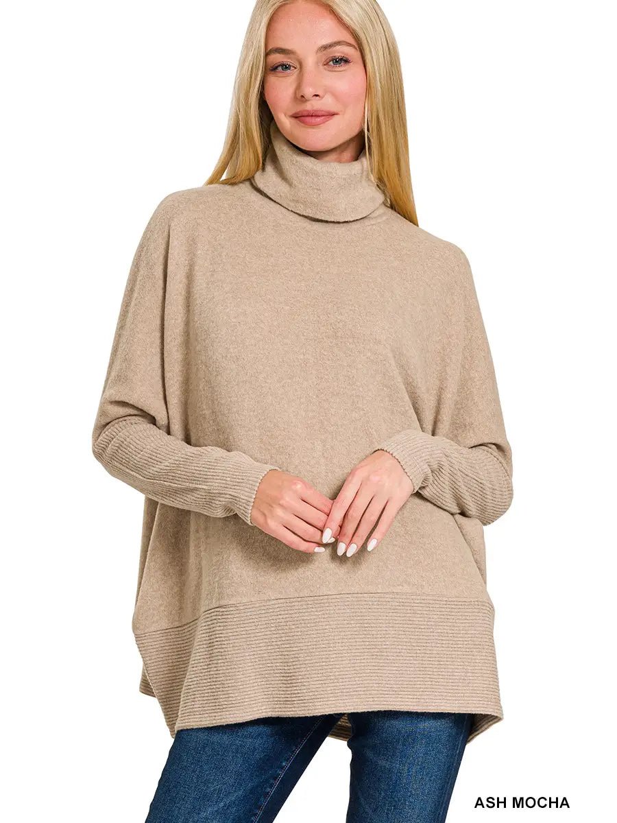 Brushed Melange Hacci Turtleneck Sweater - Chandeliers Boutique ny