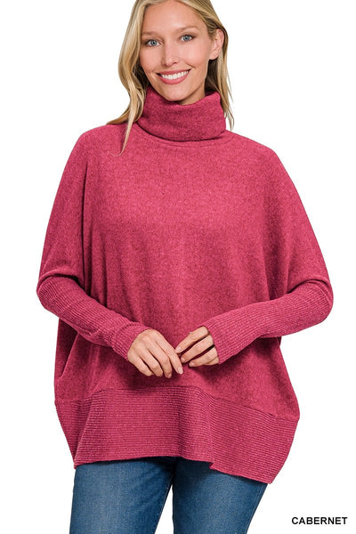 Brushed Melange Hacci Turtleneck Sweater - Chandeliers Boutique ny